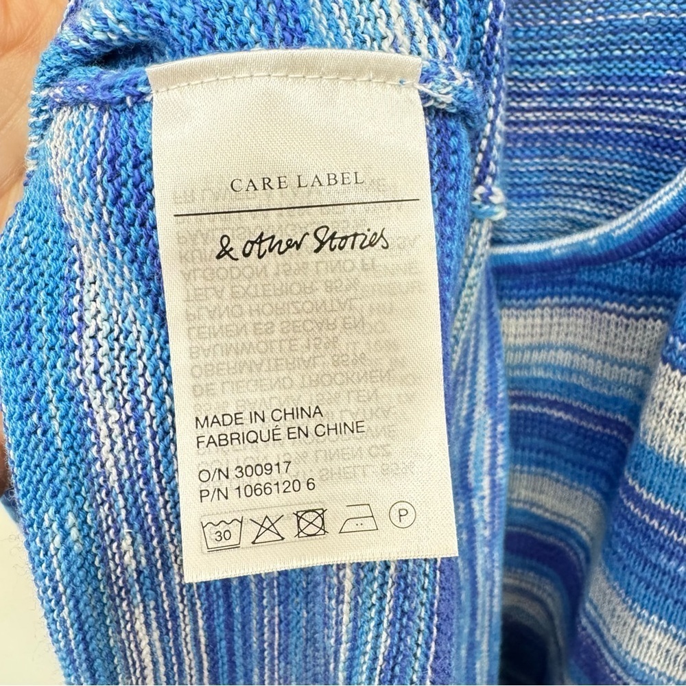 & Other Stories Atelier Rib Midi Sweater Dress size euro Medium blue white - Picture 4 of 7